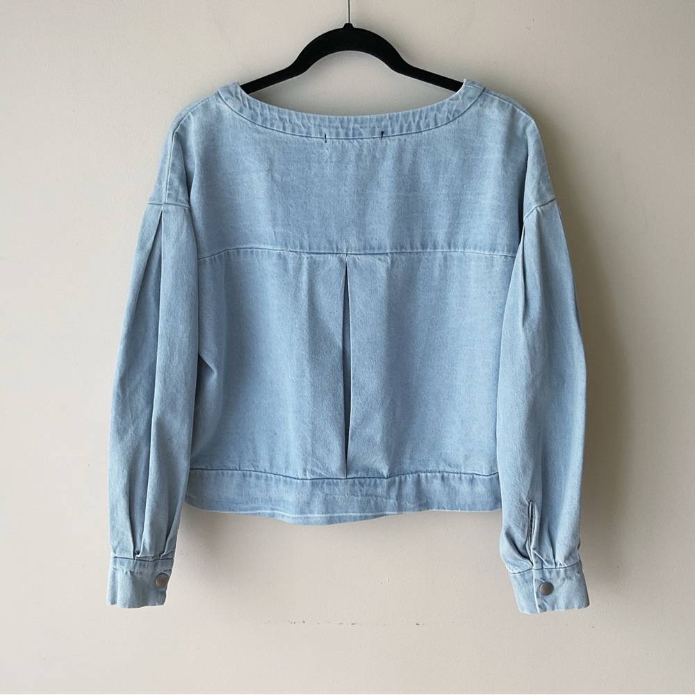 Etienne Marcel Puff Sleeve Denim Top in Light Blue Wash Size S - Picture 4 of 7
